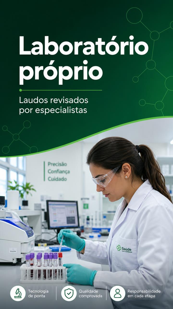 Laboratório próprio com laudos revisados por especialistas